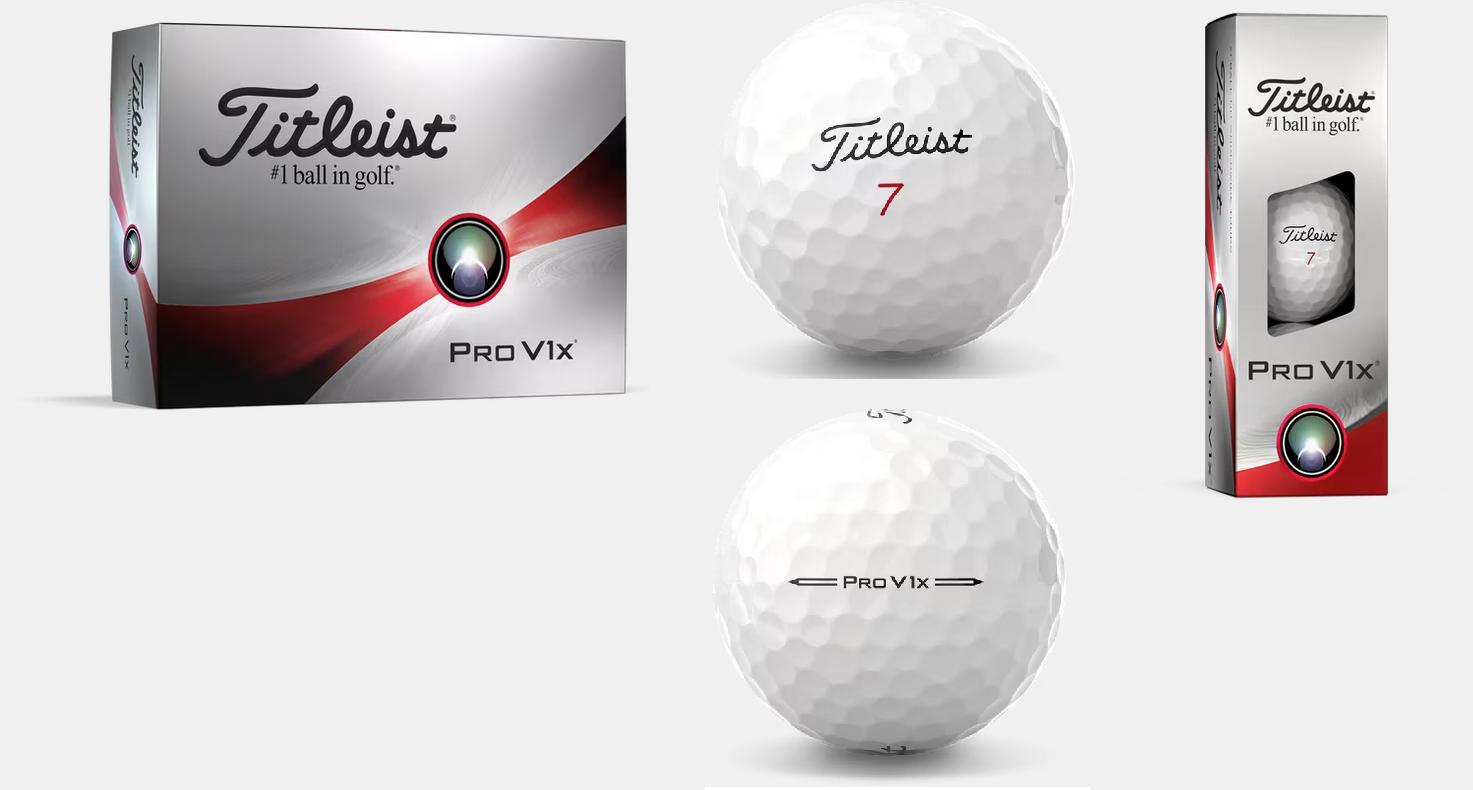 Titleist 2023 Pro V1X Golfbälle weiß 12/24/48 Stück / Numbers 1-4 und 5-8